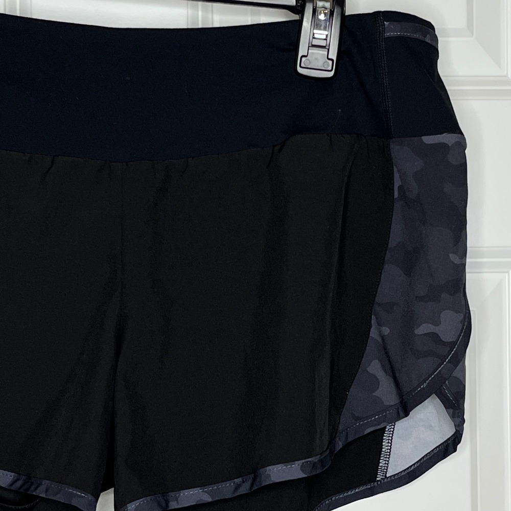 Zyia Active Women XL 5 Star Running Shorts Black with Grey Camouflage - Picture 4 of 9